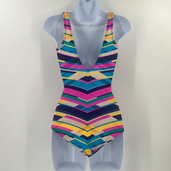 Figleaves Women Size 8L Colorful Geometric One Piece Swimsuit - Picture 9 of 12